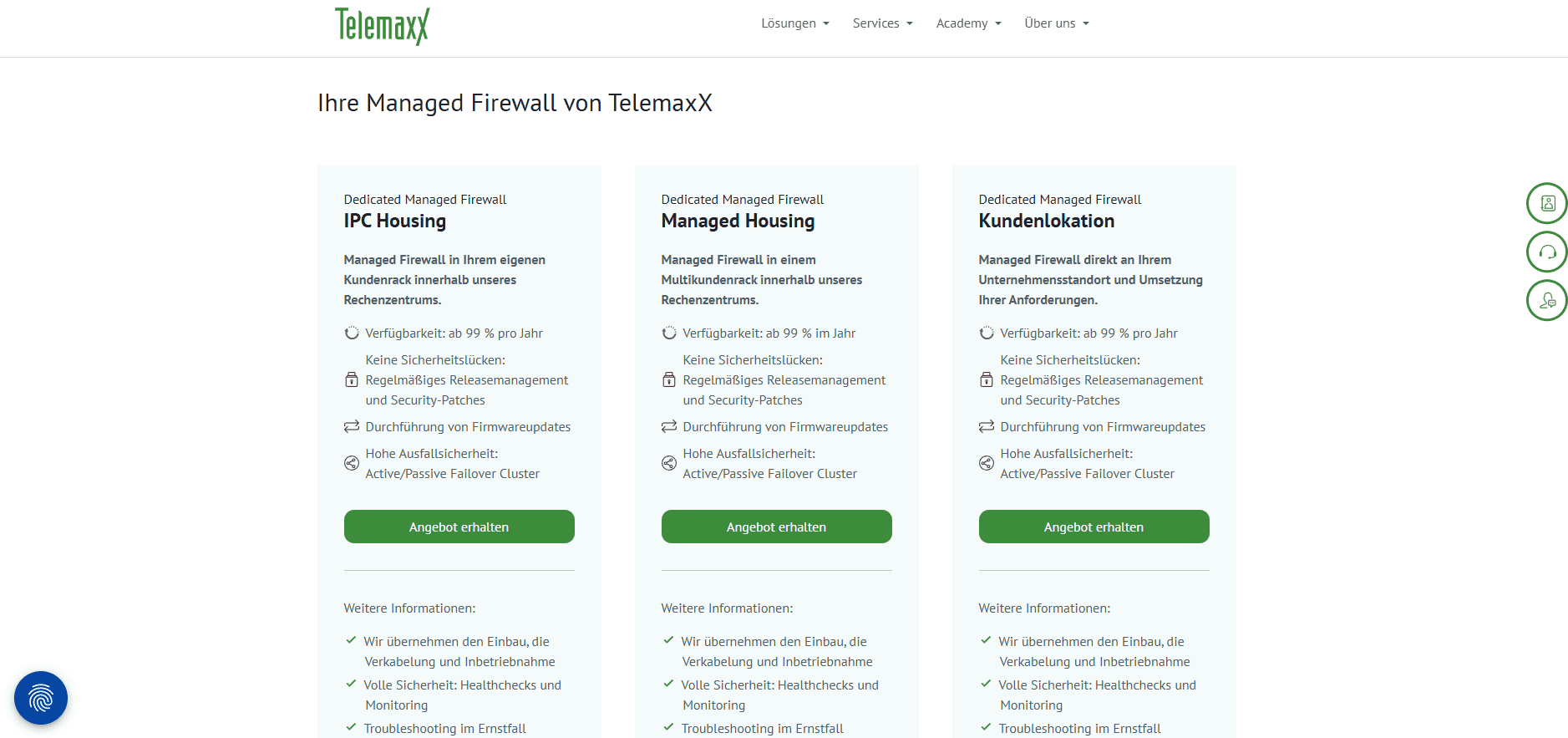 TelemaxX Webseite im Browser geöffnet