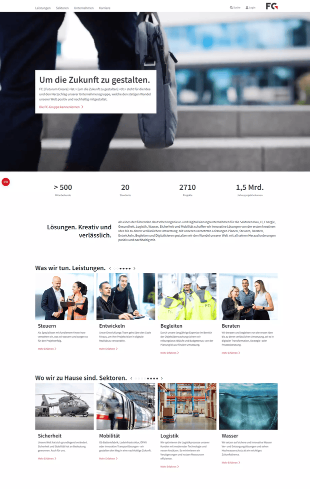 FC Gruppe Website geöffnet im Browser
