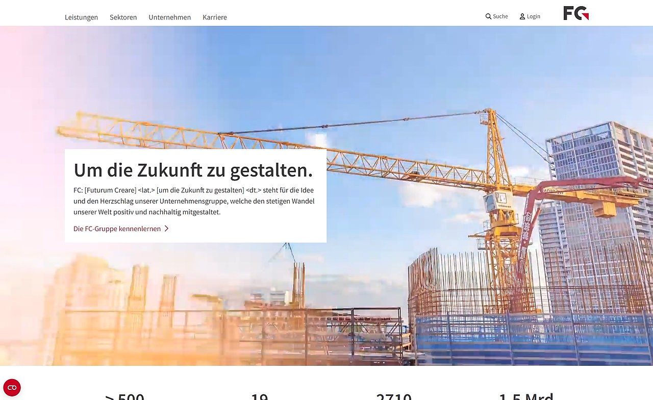 FC Gruppe Website geöffnet im Browser