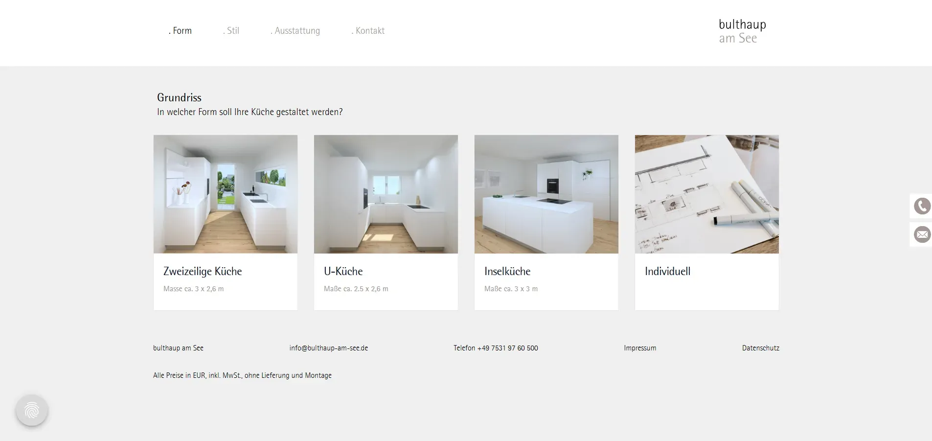Bulthaup Webseite im Browser geöffnet