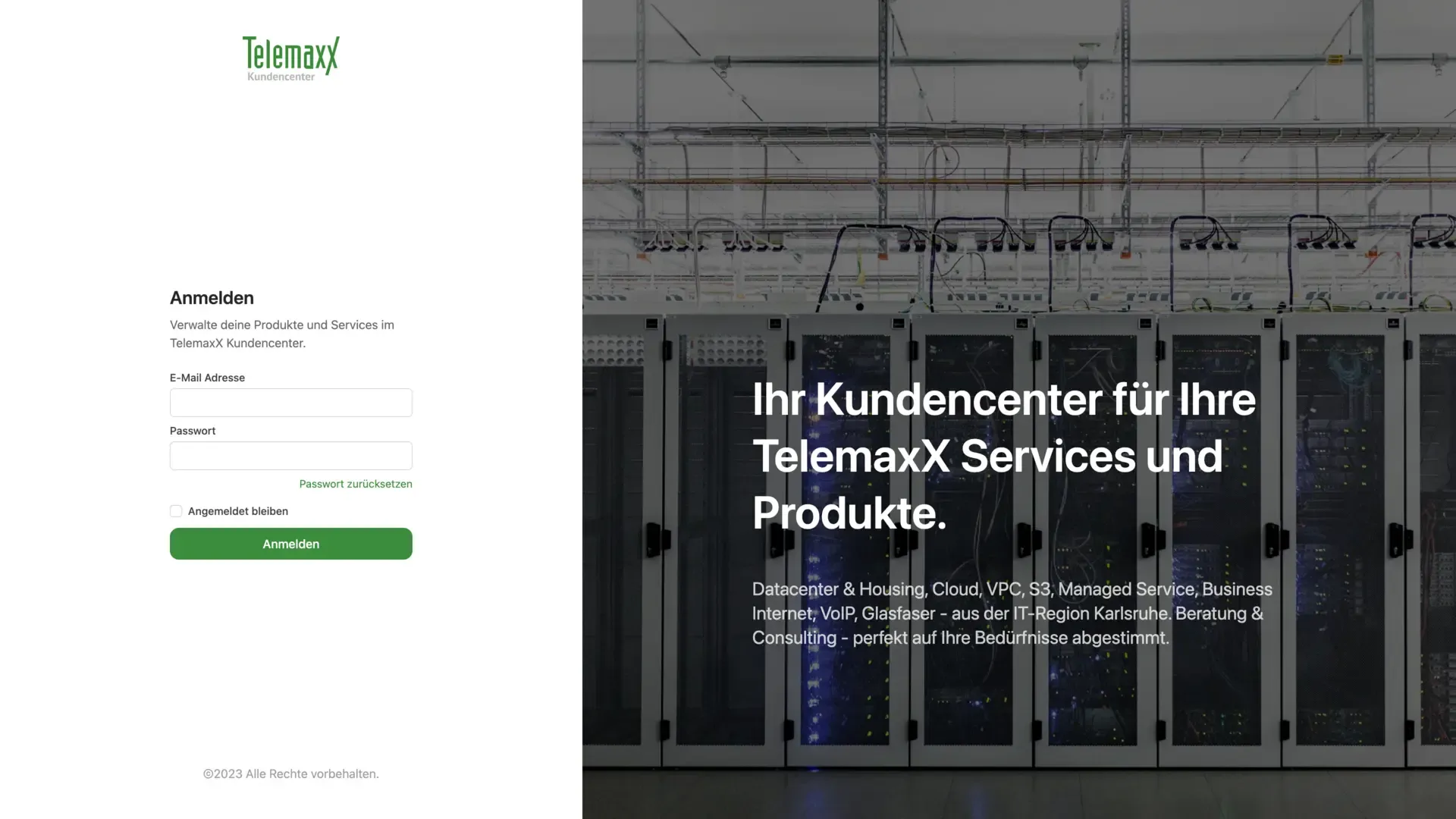 TelemaxX Kundencenter Login
