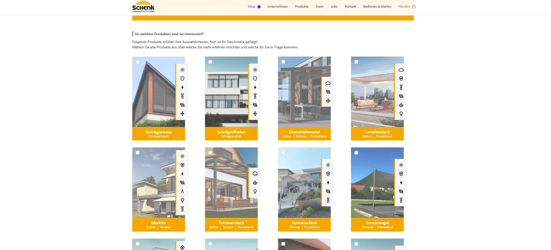 Schenk Guided Selling App im Browser geöffnet