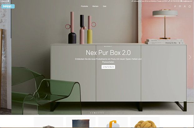 Seipp Wohnen Onlineshop geöffnet im Browser